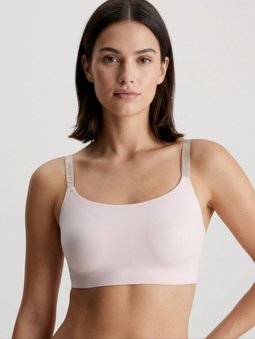 Calvin Klein Pink Lightly Lined Bralette Invisibles Seamless Logo Minimalist L